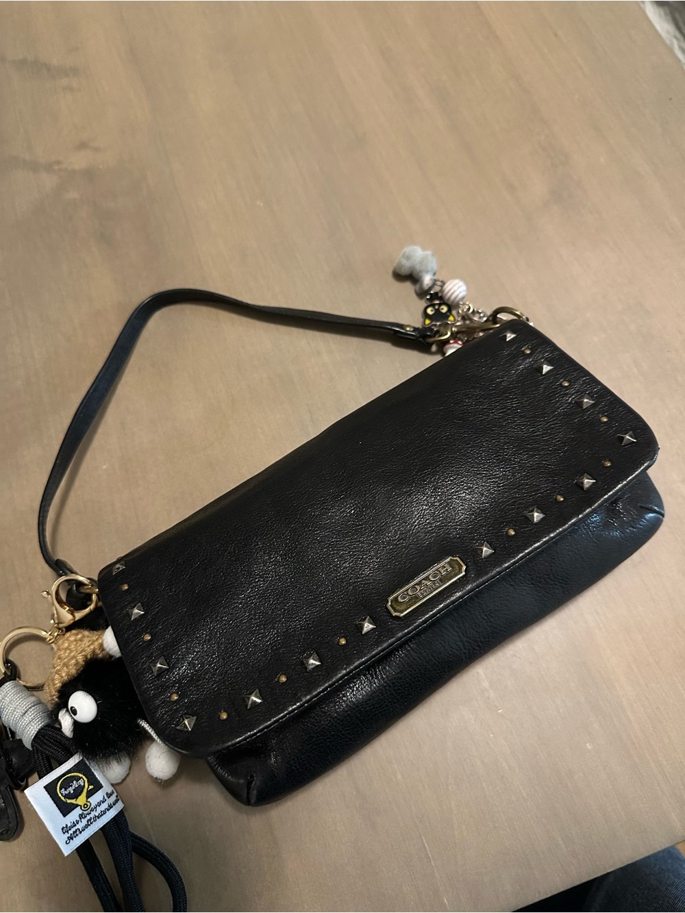 Coach Black Leather Studded Mini bag